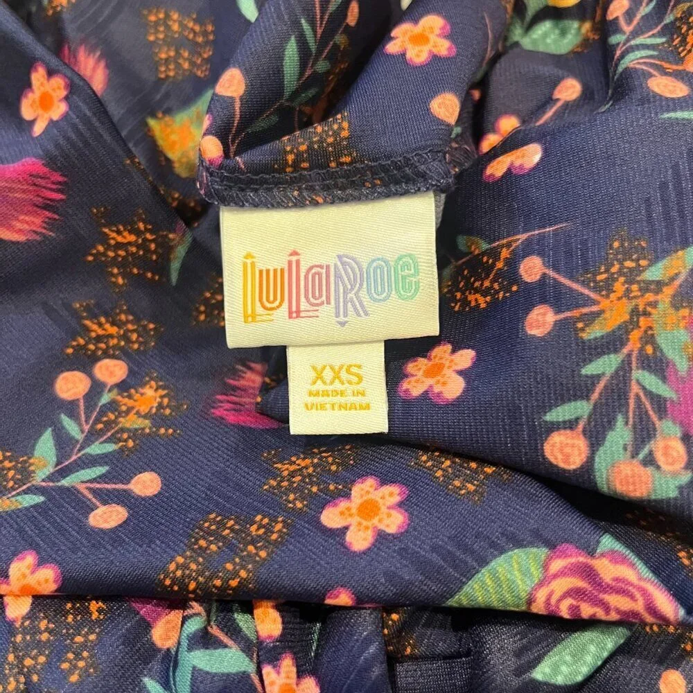 LULAROE Women's Navy Blue Floral Print Maxi Skirt Size XXS NEW - Picture 4 of 5